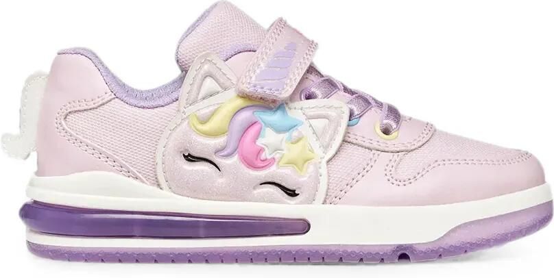 Geox Kids Sketlite sneakers met klittenband en eenhoornpatch Roze - Foto 4