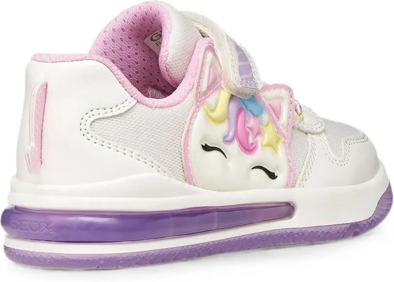 Geox Kids Sketlite sneakers met klittenband en eenhoornpatch Wit - Foto 2