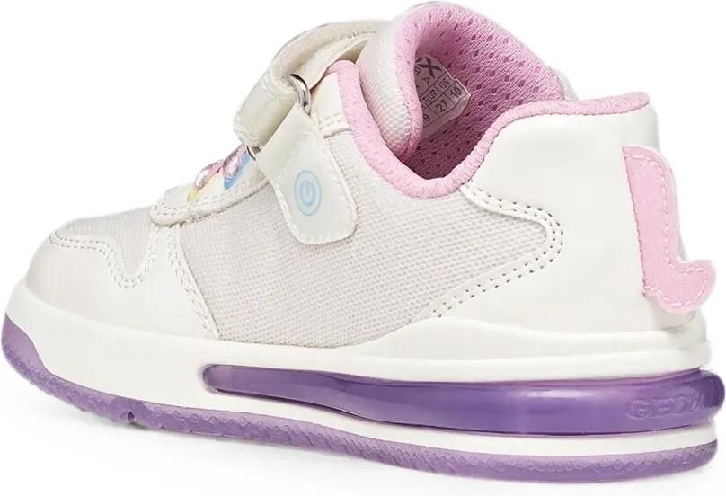 Geox Kids Sketlite sneakers met klittenband en eenhoornpatch Wit - Foto 3