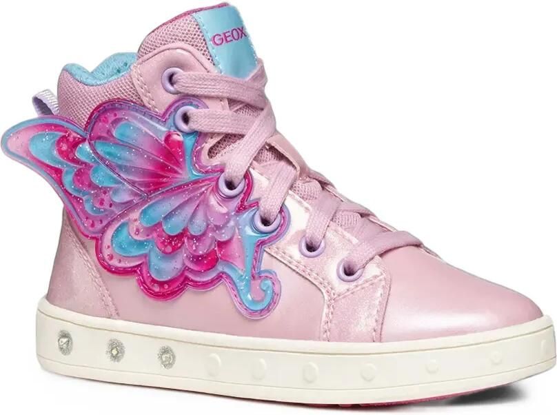 Geox Kids Skylin butterfly-patch high-top sneakers Roze