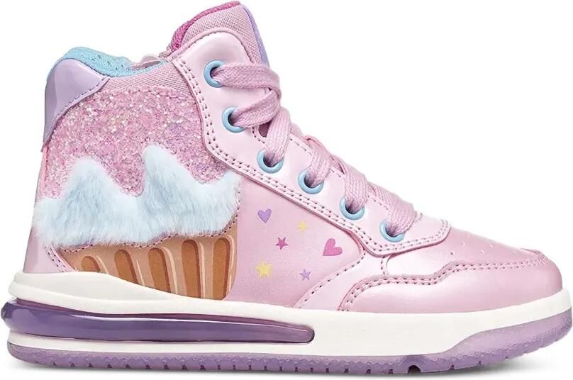 Geox Kids Skylin cupcake-patch glitter-embellished sneakers Roze