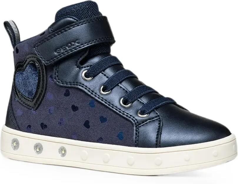 Geox Kids Skylin high-top sneakers met hartpatroon Blauw