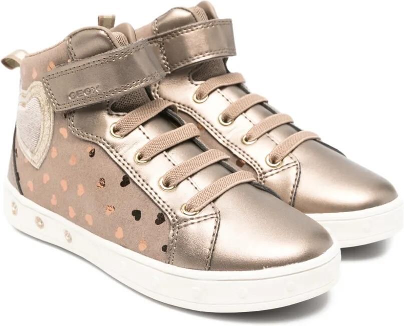 Geox Kids Skylin sneakers met hartapplicatie Bruin