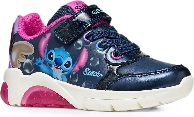 Geox Kids Sneakers met klittenband en print Blauw