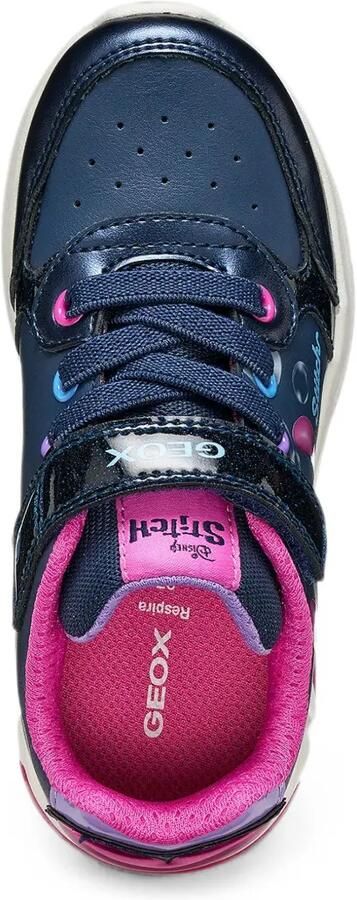 Geox Kids Sneakers met klittenband en print Blauw - Foto 4