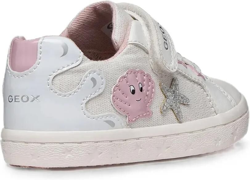 Geox Kids Sneakers met klittenband en schelpenpatch Wit