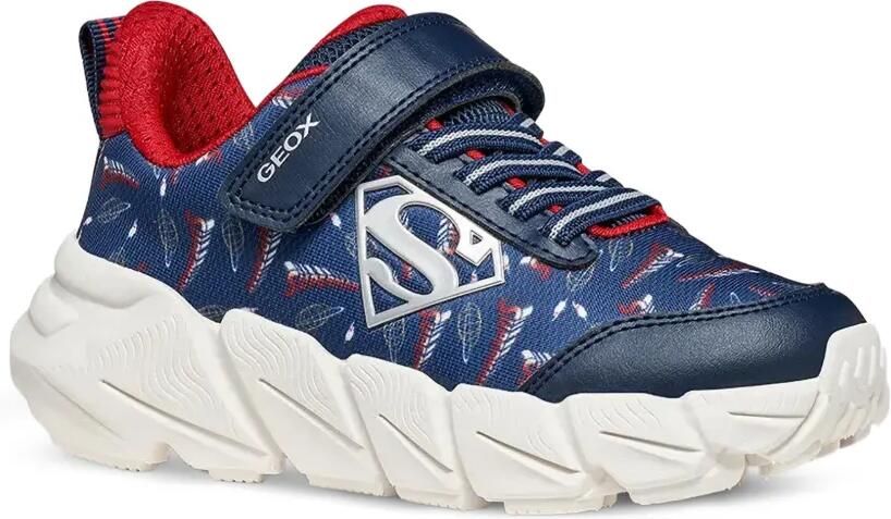 Geox Kids Sneakers met klittenband en Super -print Blauw