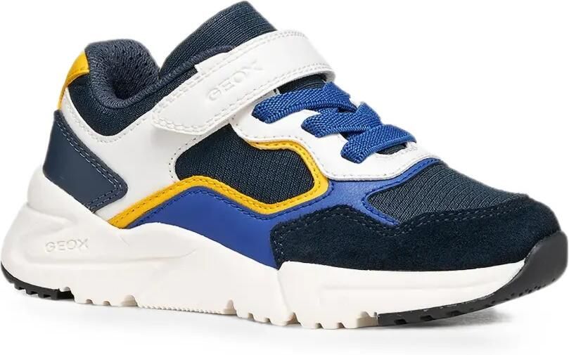 Geox Kids Sneakers met klittenband en vlakken Blauw