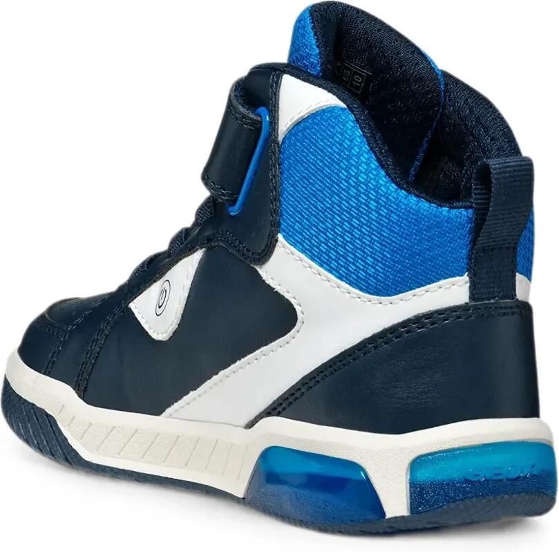 Geox Kids Sneakers met klittenband en vlam patch Blauw