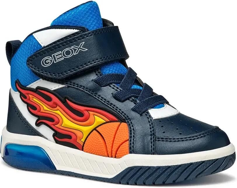 Geox Kids Sneakers met klittenband en vlam patch Blauw - Foto 3