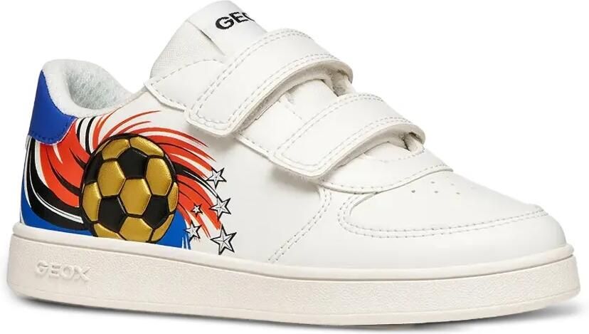 Geox Kids Sneakers met klittenband en voetbalprint Wit - Foto 4