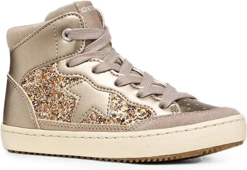 Geox Kids Sneakers met sterpatch en vlakken met glitters Goud