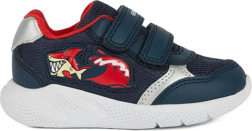 Geox Kids Sprintye sneakers met haaienapplicatie Blauw