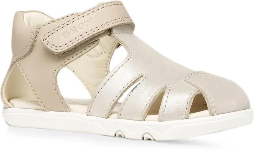 Geox Kids Steppieup leren sandalen met klittenband Beige