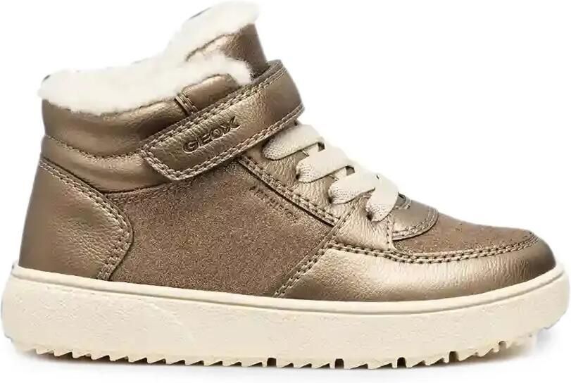 Geox Kids Theleven Abx sneakers van imitatielamswol met klittenband Beige