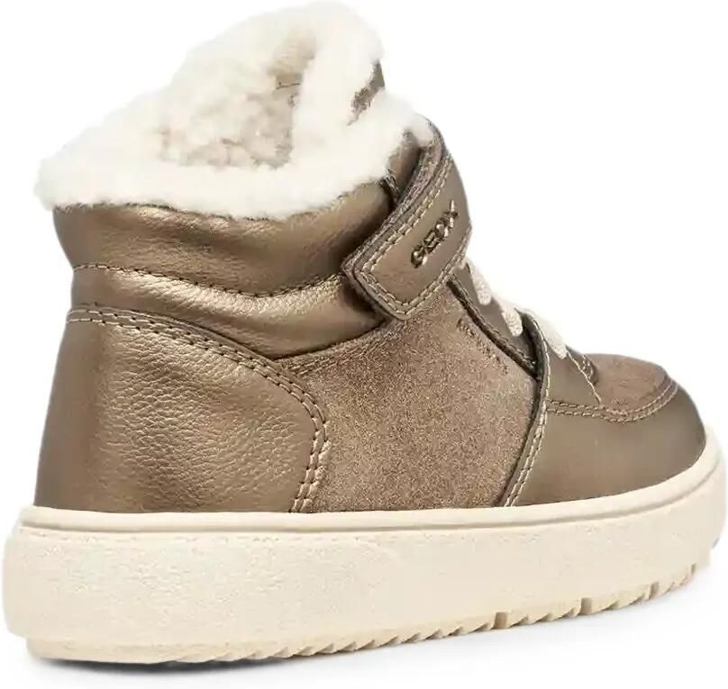 Geox Kids Theleven Abx sneakers van imitatielamswol met klittenband Beige - Foto 2
