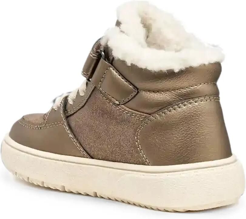 Geox Kids Theleven Abx sneakers van imitatielamswol met klittenband Beige - Foto 3
