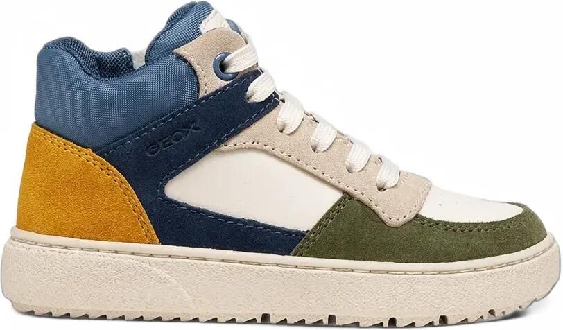 Geox Kids Theleven high-top sneakers met colourblocking Wit