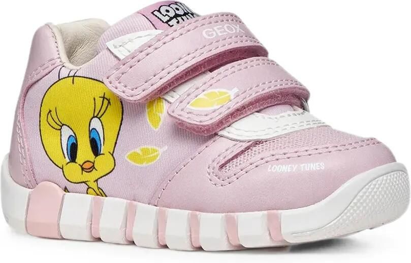 Geox Kids Tweety sneakers met klittenband en print Roze