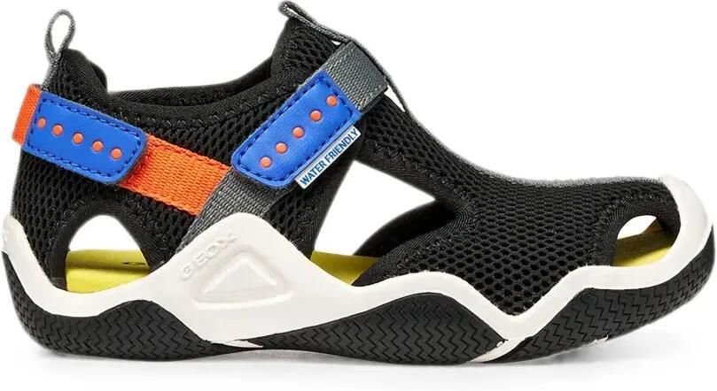 Geox Kids Wader sandalen met mesh vlakken Zwart - Foto 4