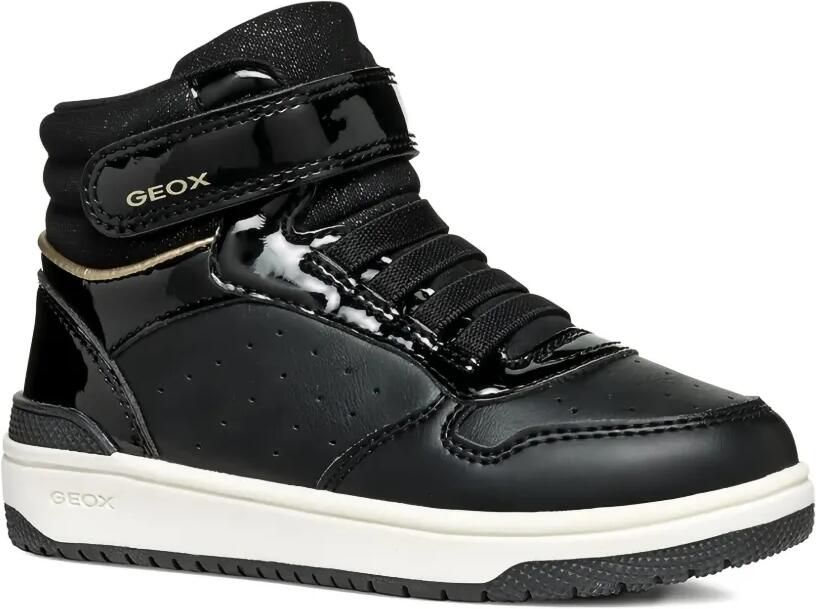 Geox Kids Washiba lakleren high-top sneakers Zwart