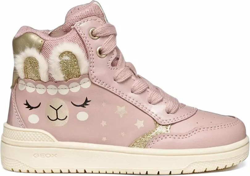 Geox Kids Washiba llama-print glitter-detail sneakers Roze