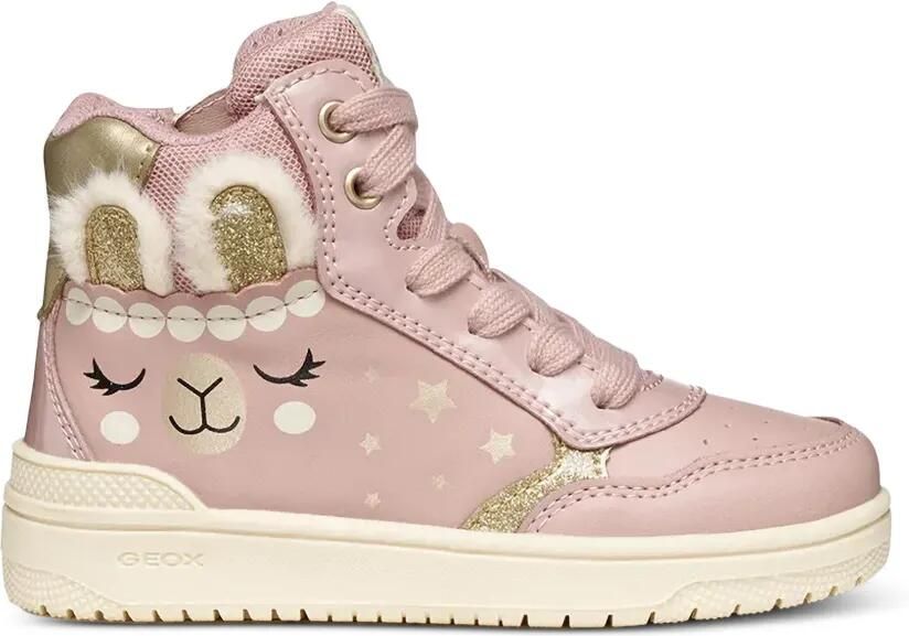 Geox Kids Washiba sneakers met lama-print en glitters Roze