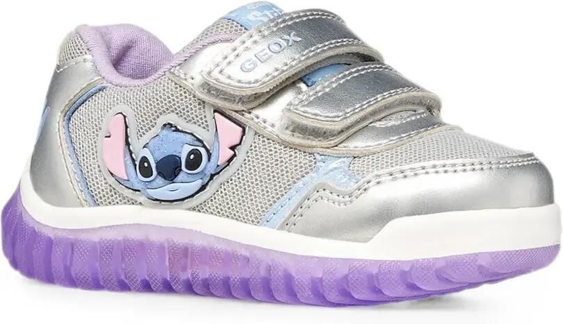 Geox Kids x Disney Stitch Lightyloo sneakers met klittenband Zilver