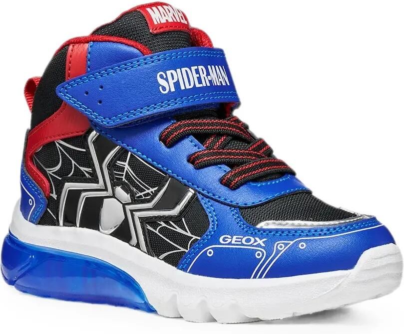 Geox Kids x Marvel Spider- Ciberdron high-top sneakers met klittenband Blauw