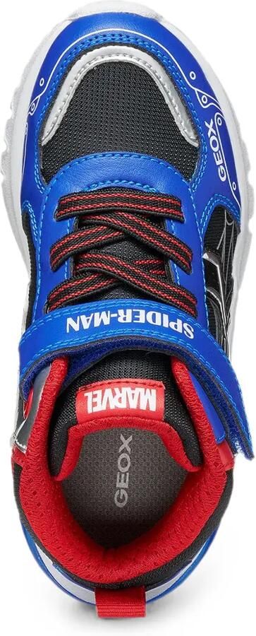 Geox Kids x Marvel Spider- Ciberdron high-top sneakers met klittenband Blauw - Foto 3