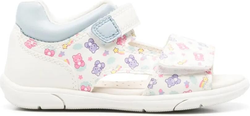 Geox Kids Zapito sandalen met klittenband en beerprint Wit