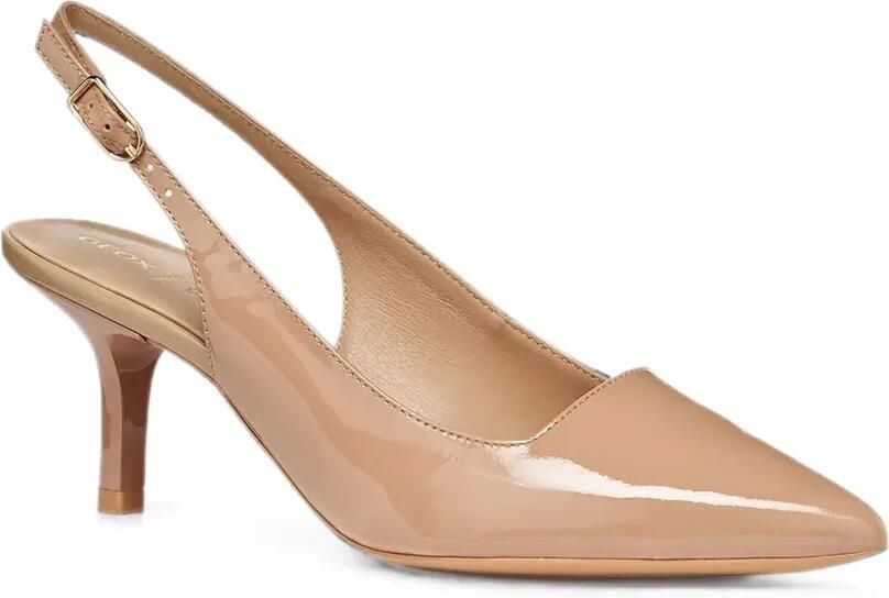 Geox Kleopy slingback pumps met lakleren afwerking Beige - Foto 4