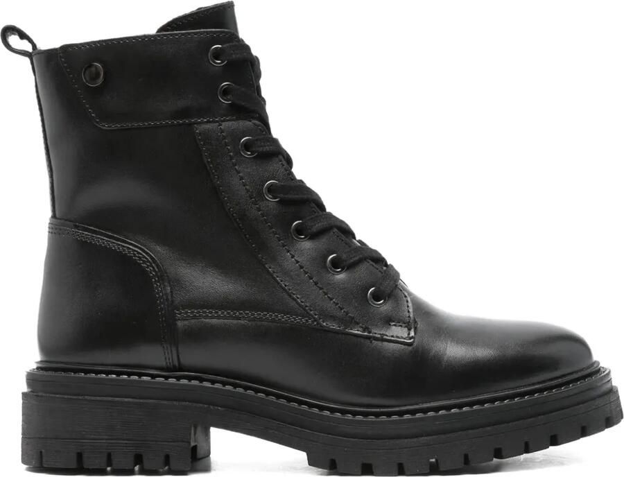 Geox Leren veterlaarzen Zwart