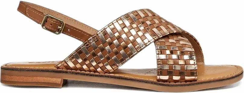 Geox Maddalusia C geweven sandalen met gekruiste bandjes Bruin