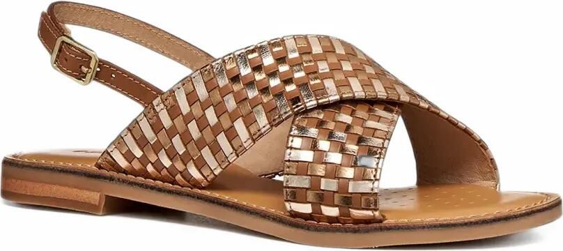 Geox Maddalusia C geweven sandalen met gekruiste bandjes Bruin - Foto 4