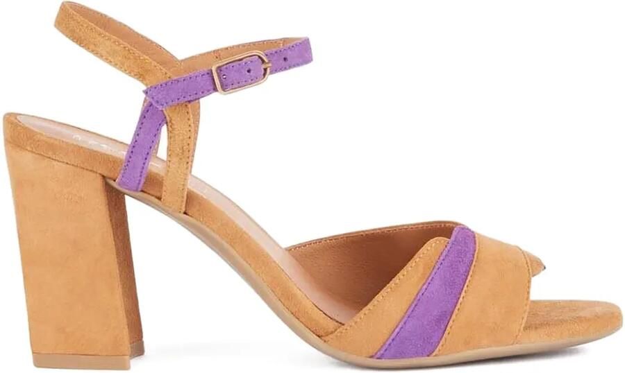 Geox Sandalen met blokhak en open neus Bruin