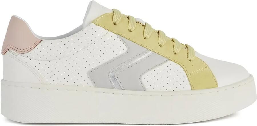 Geox Skyely leren sneakers met geperforeerd vlak Wit