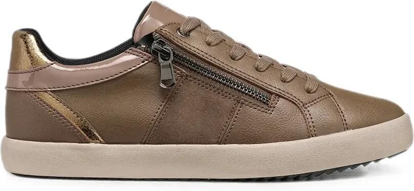 Geox Sneakers met vlakken en rits aan de zijkant Bruin