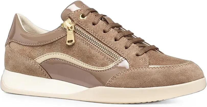 Geox Sneakers met vlakken en rits aan de zijkant Bruin