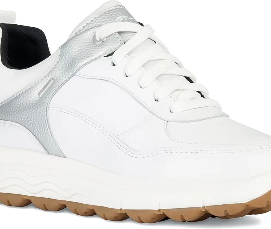 Geox Spherica 4x4 leren sneakers met metallic vlak Wit
