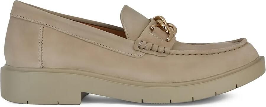 Geox Spherica suède loafers met schakelketting Beige