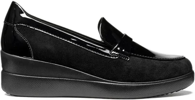 Geox Stardust loafers met sleehak en vlakken Zwart