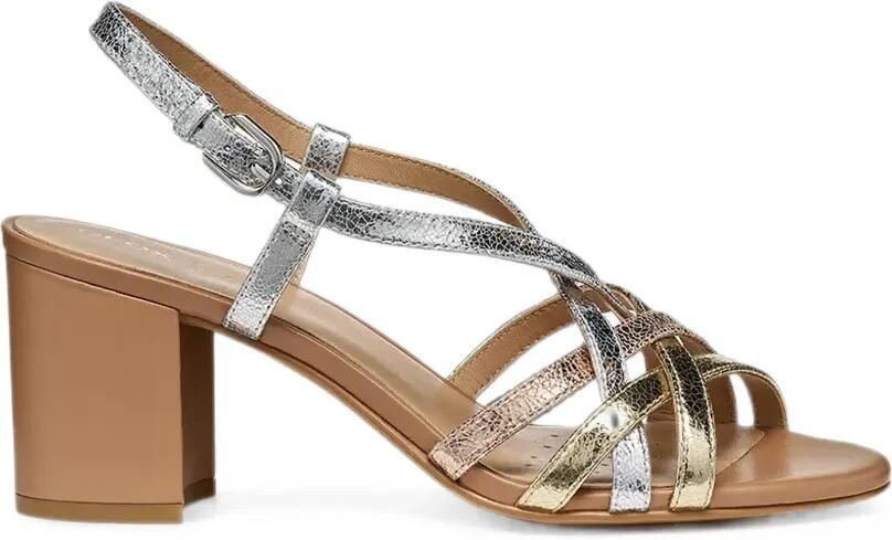 Geox Virnilisa sandalen met meerdere bandjes en gebarsten effect Zilver