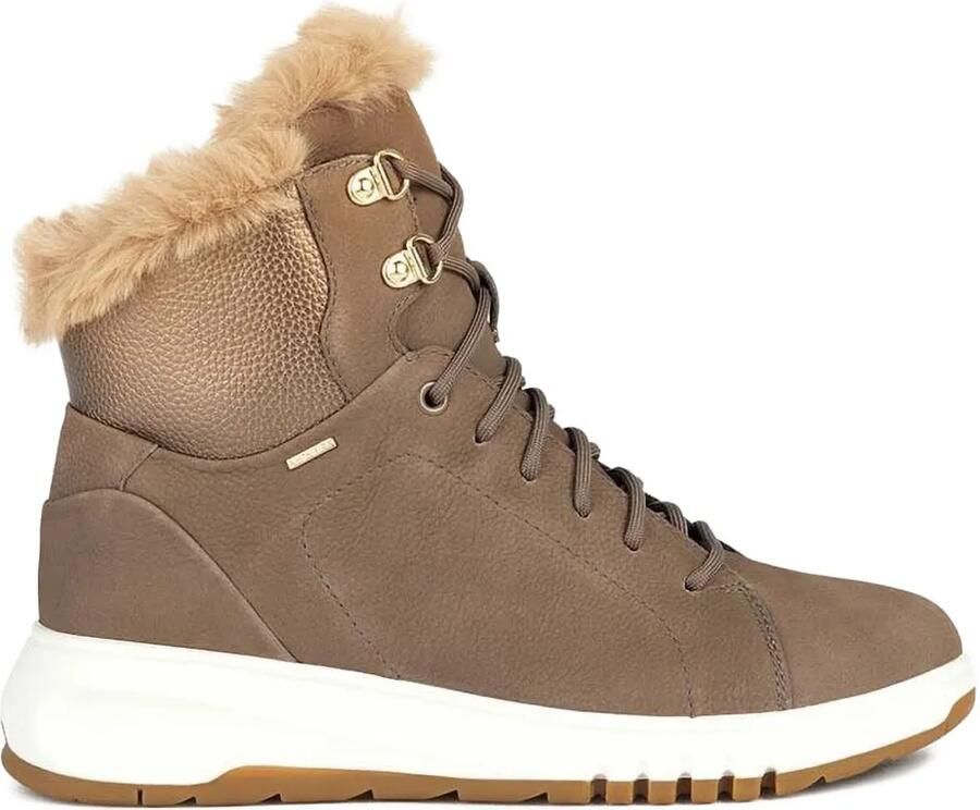 Geox Waterproof enkellaarzen met afwerking van bont Bruin