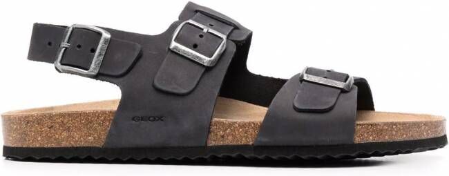 Geox Ghita leren sandalen Zwart