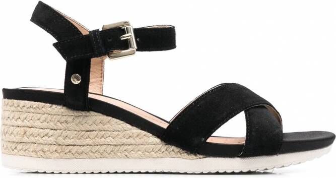 Geox Ischia sandalen met sleehak Zwart