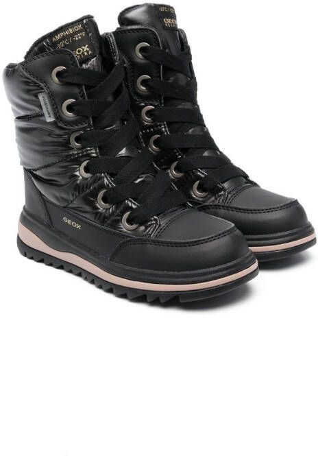 Geox Kids Leren veterlaarzen Zwart