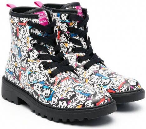 Geox Kids Casey enkellaarzen met print Wit