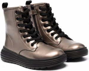 Geox Kids Combat boots met metallic-effect Bruin
