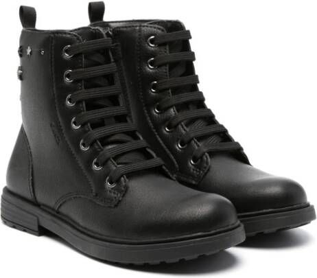 Geox Kids Eclair enkellaarzen met veters Zwart